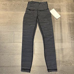 Lululemon Black & White Stripe Wunder Under HR Tight 25" Luxtreme Fabric - NWT